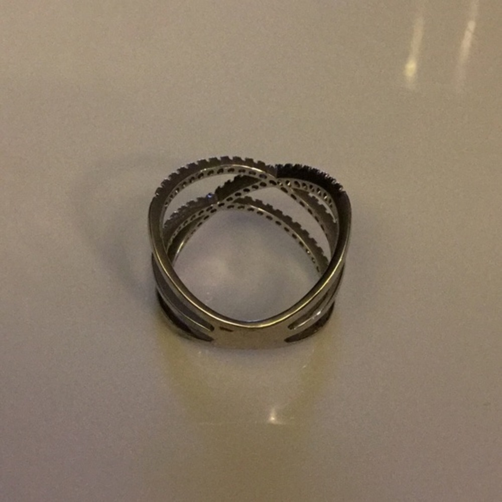 Sterling Forever Sterling Silver CZ Criss X Ring - Picture 5 of 8